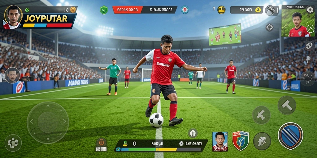 Tampilan gameplay menarik dalam game sepak bola JOYPUTAR.