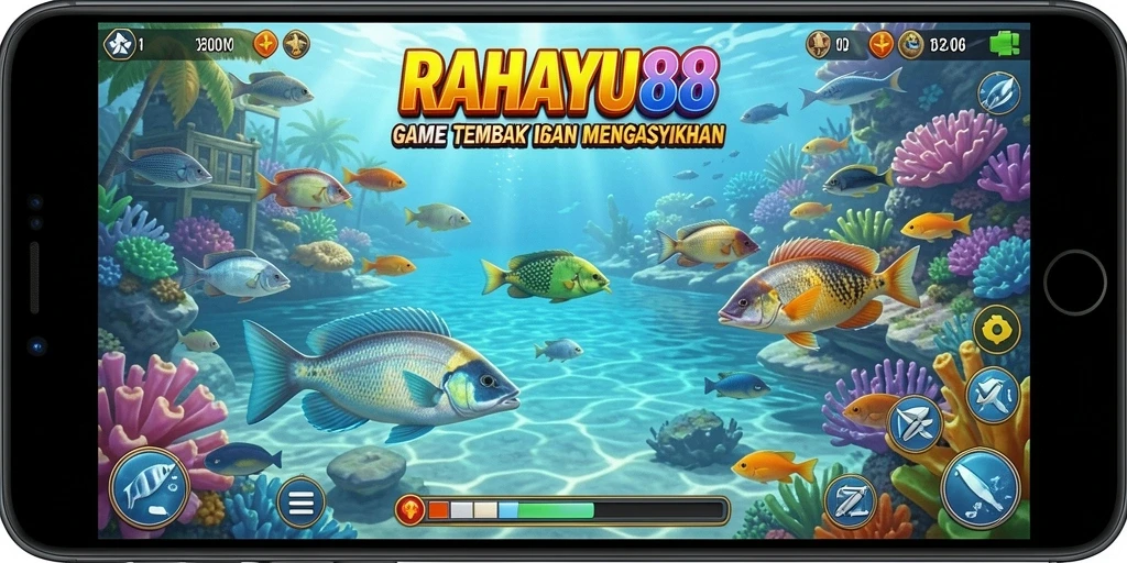 Tampilan gameplay Tembak Ikan RAHAYU88 yang seru.